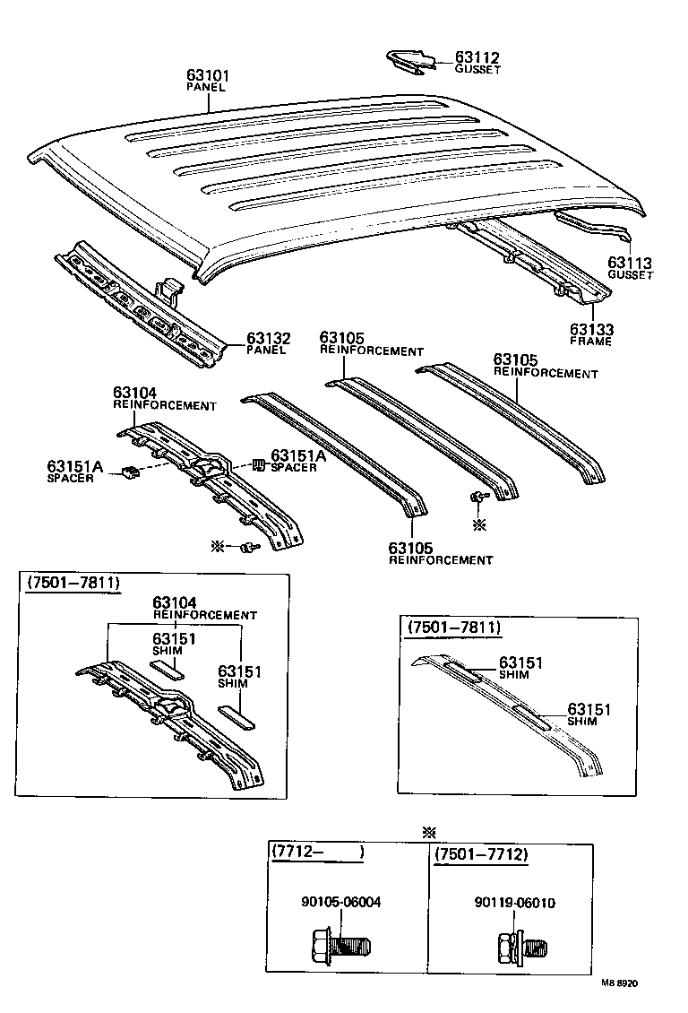 63101-30130 PANEL SUB-ASSY, ROOF product image