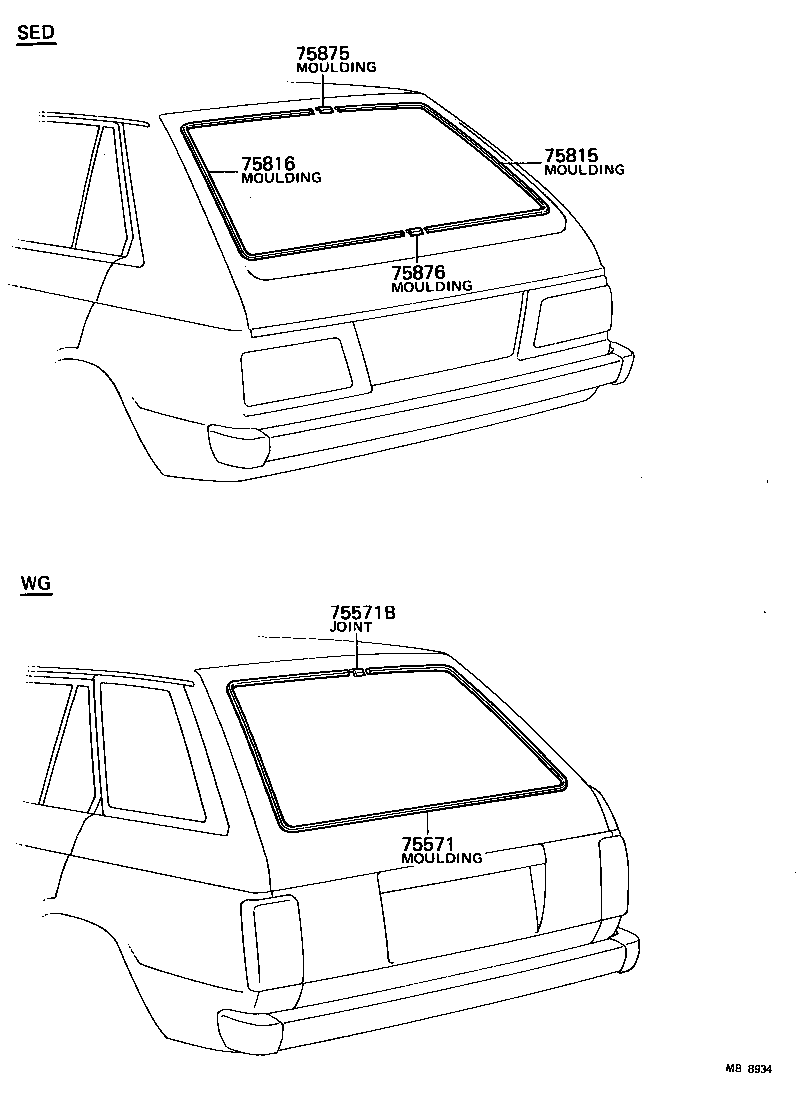 68293-96440 MOULDING, BACK WINDOW, OUTSIDE UPPER product image