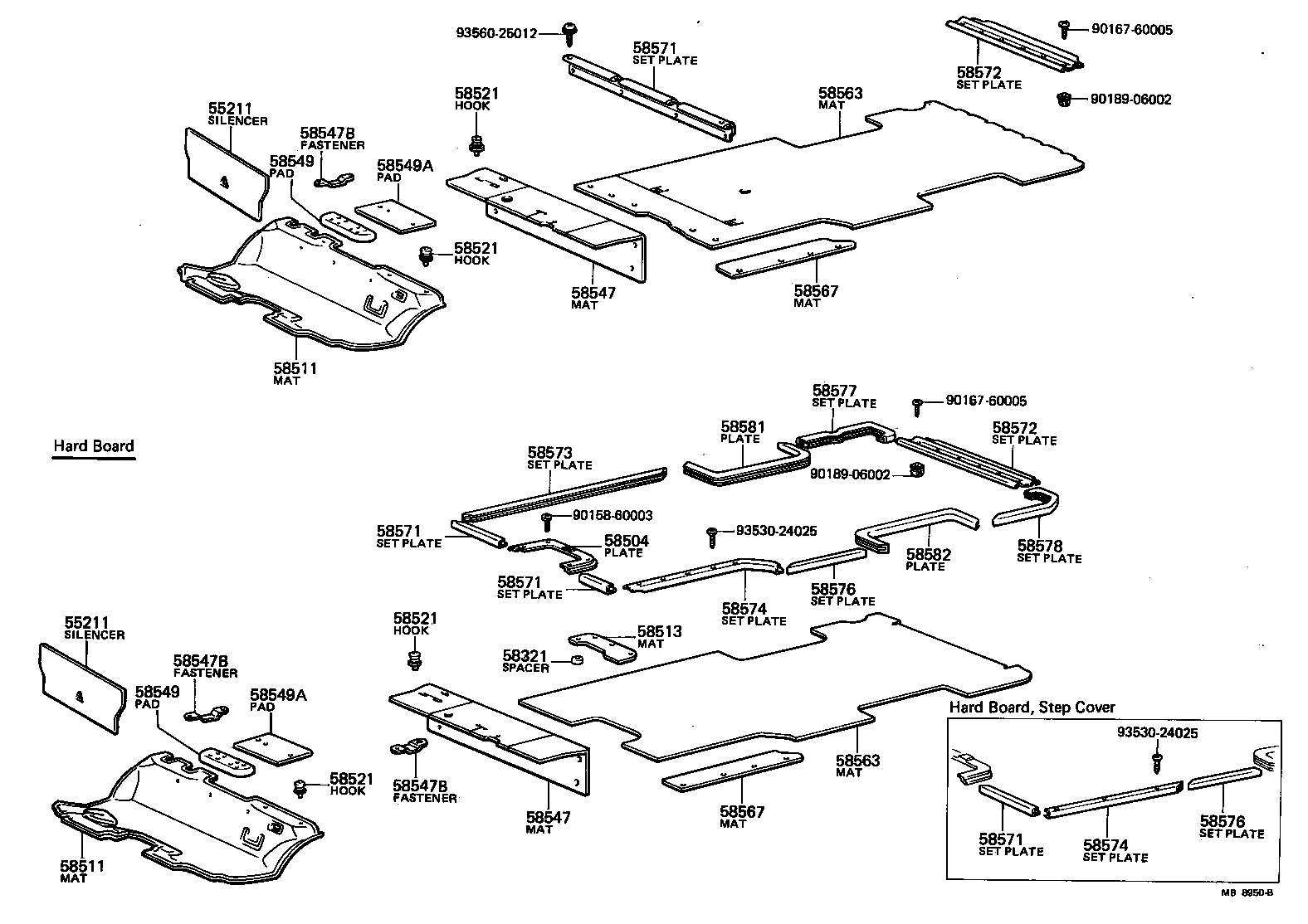 58338-90700 SET PLATE, REAR FLOOR MAT, REAR product image