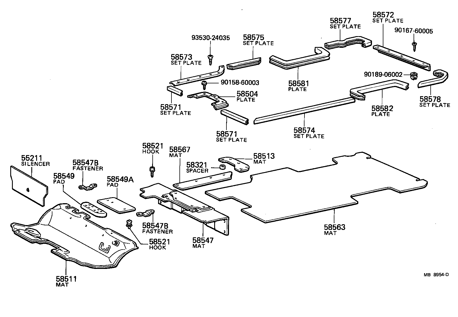 58338-90700 SET PLATE, REAR FLOOR MAT, REAR product image