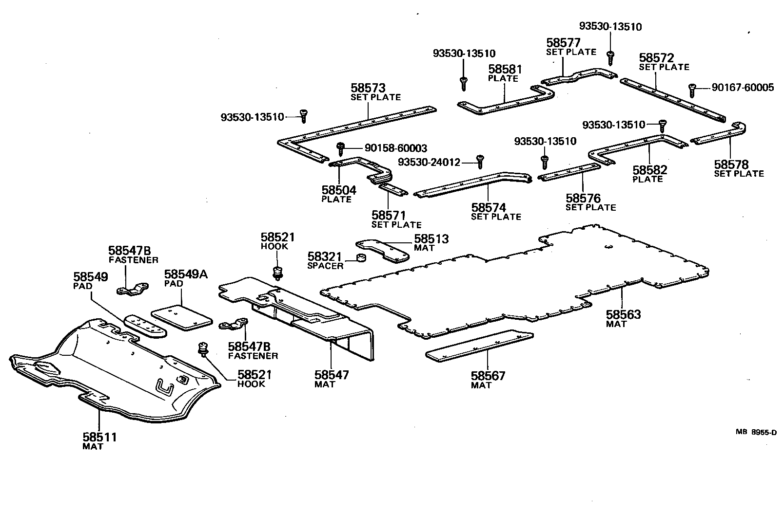 58338-90700 SET PLATE, REAR FLOOR MAT, REAR product image