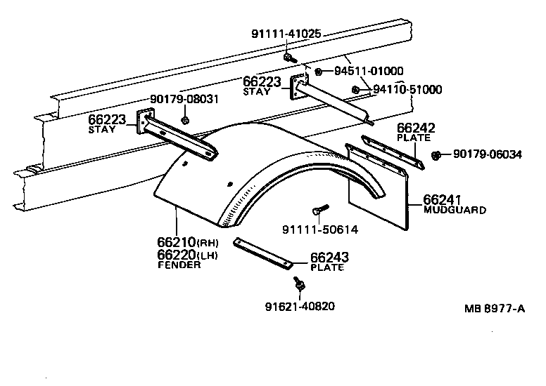 66203-92811 FENDER ASSY, REAR BODY, REAR RH product image