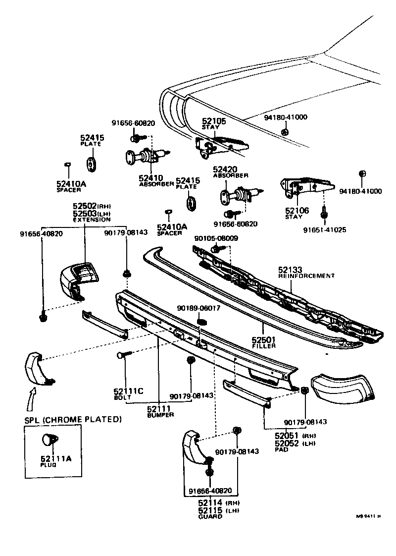 Toyota 90112-08009 BOLT, ROUND HEAD SQUARE NECK(FOR FRONT BUMPER)