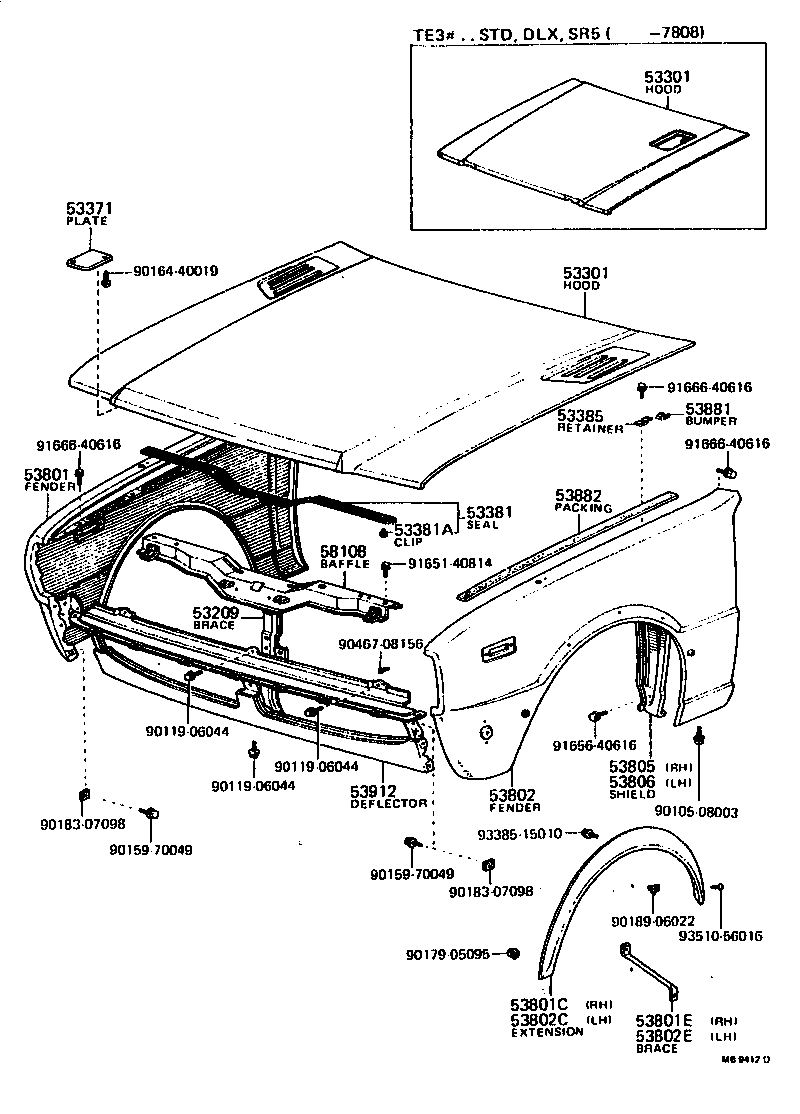 Toyota 53875-12020 LINER, FRONT FENDER, RH