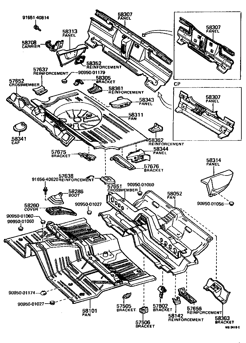 Toyota 58143-12030 REINFORCEMENT, FLOOR SIDE MEMBER TO FLOOR PAN