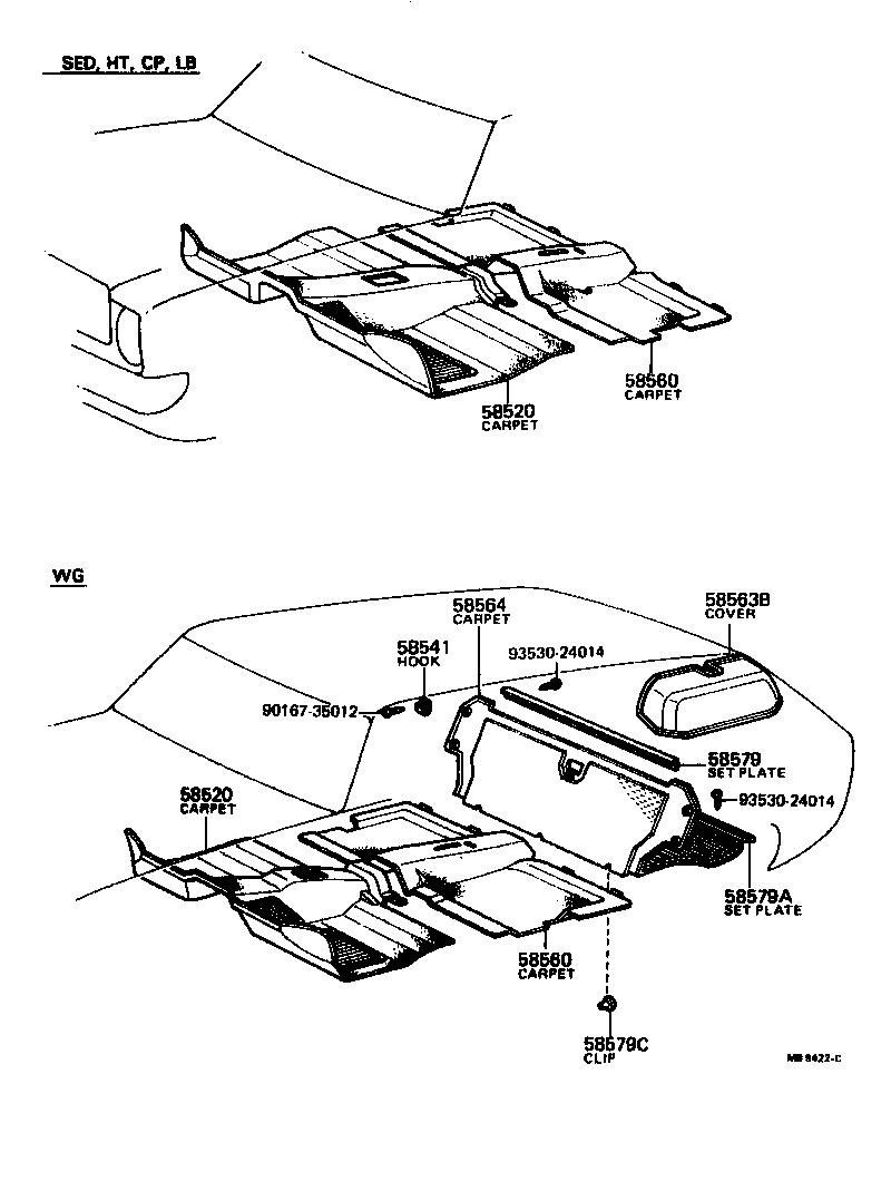 Toyota 58521-20040 HOOK, MALE, NO.1(FOR CARPET)