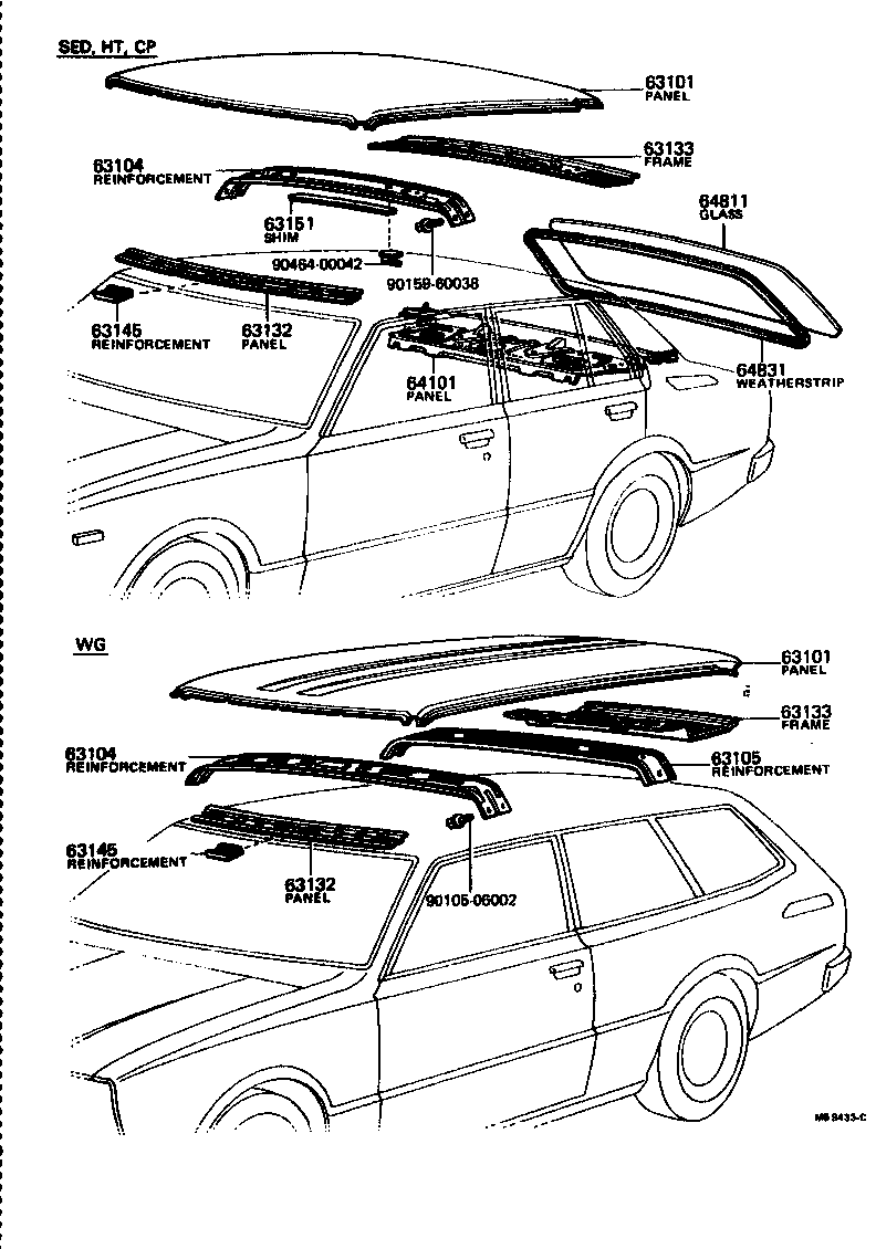 Toyota 63141-12010 REINFORCEMENT SUB-ASSY, ROOF PANEL, CENTER