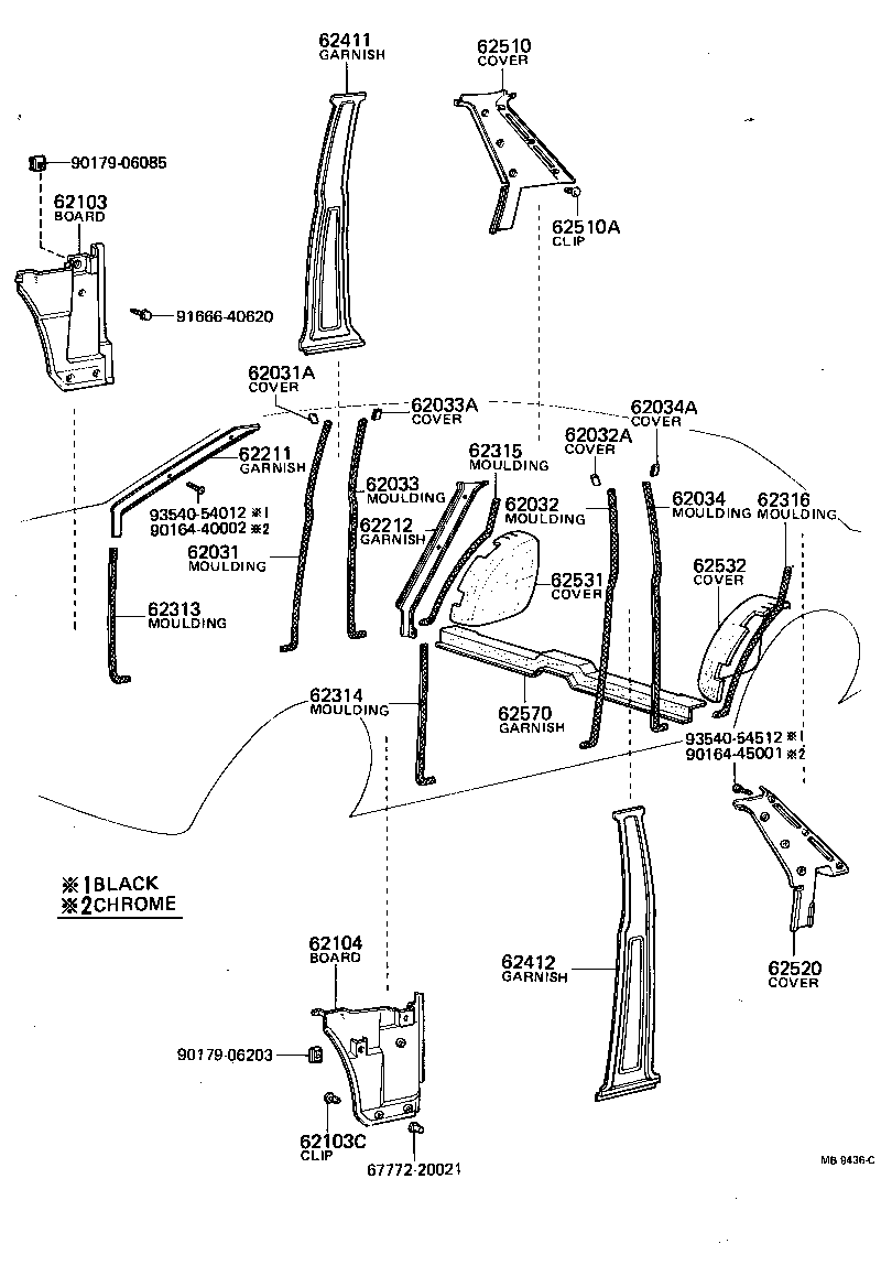 62390-12010 RETAINER ASSY, ROOF SIDE RAIL WEATHERSTRIP, LH product image