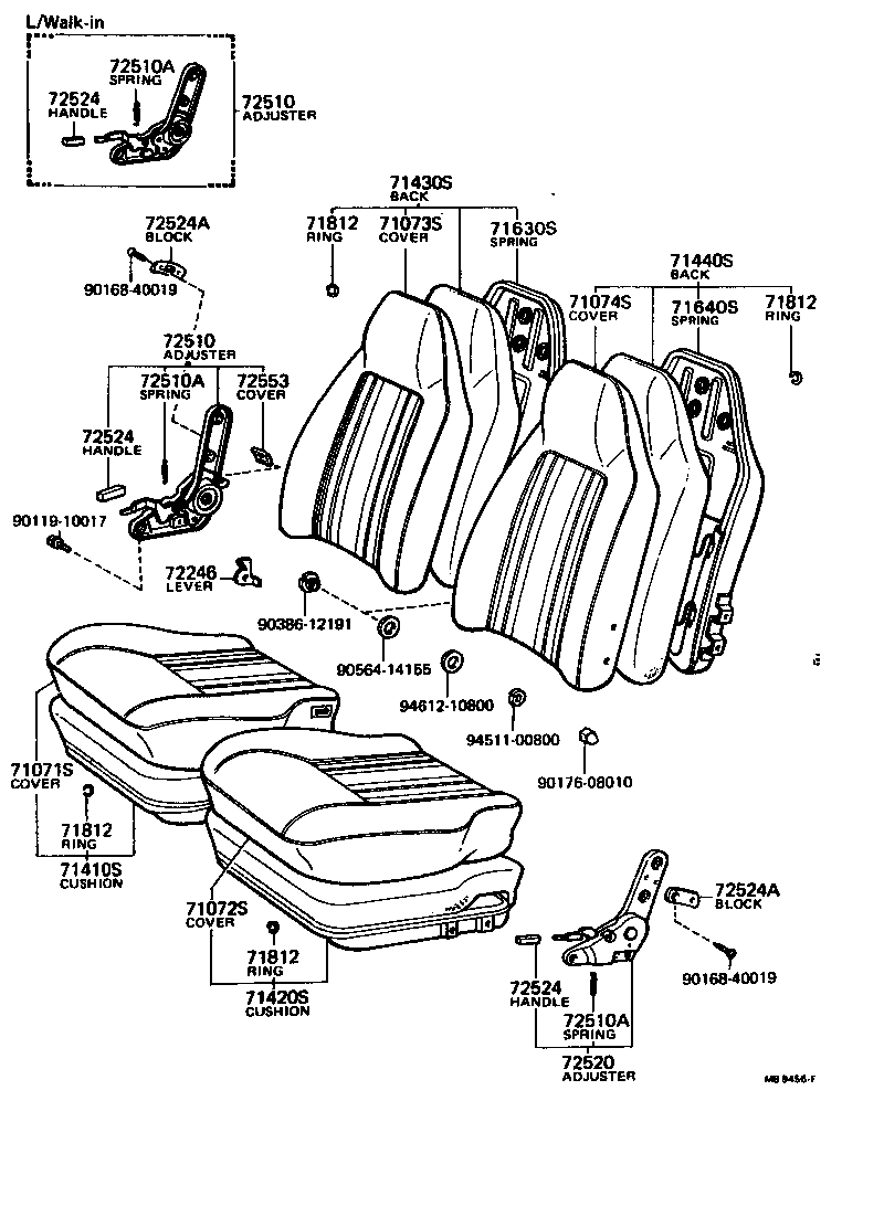 Toyota 71073-12490-08 COVER, FRONT SEAT BACK, RH(FOR SEPARATE TYPE)