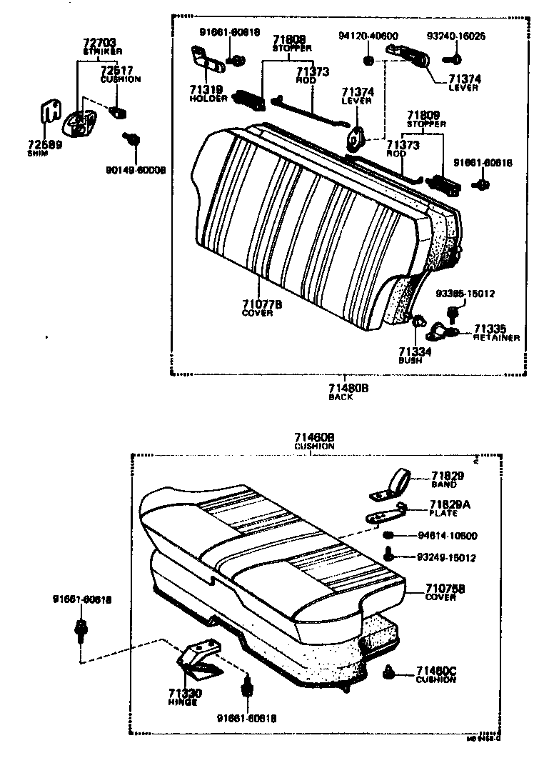 Toyota 71075-12840-08 COVER, REAR SEAT CUSHION (FOR BENCH TYPE)