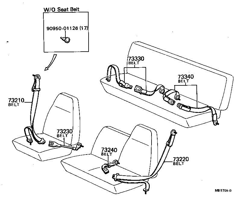 73210-95404 BELT ASSY, FRONT SEAT OUTER, RH product image