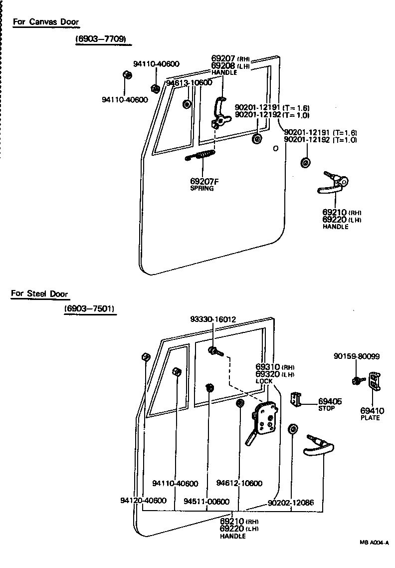 Toyota 69201-90901 HANDLE ASSY, FRONT DOOR, OUTSIDE RH