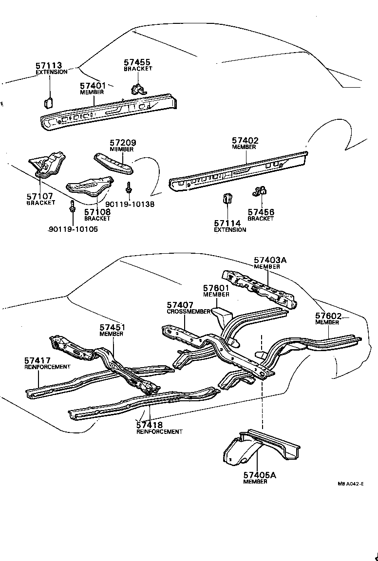 57209-13010 MEMBER SUB-ASSY, ENGINE REAR SUPPORT product image