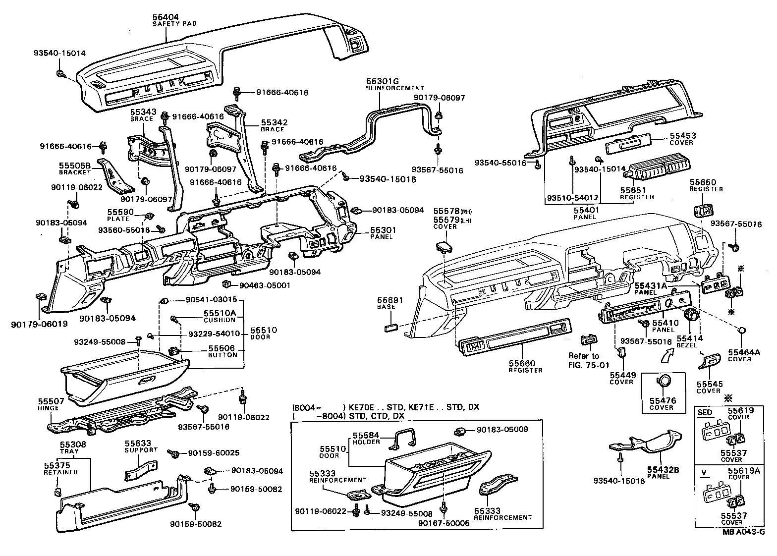 55031-12010 REINFORCEMENT, INSTRUMENT PANEL, NO.1 product image