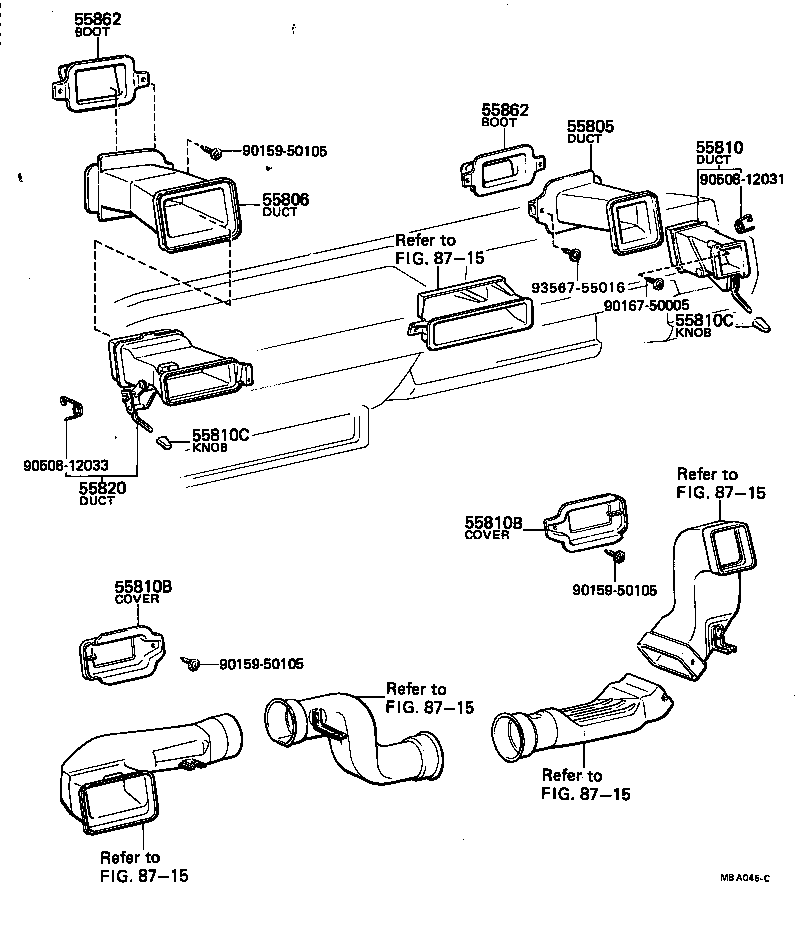 55840-12040 DUCT ASSY, SIDE VENTILATOR, LH product image