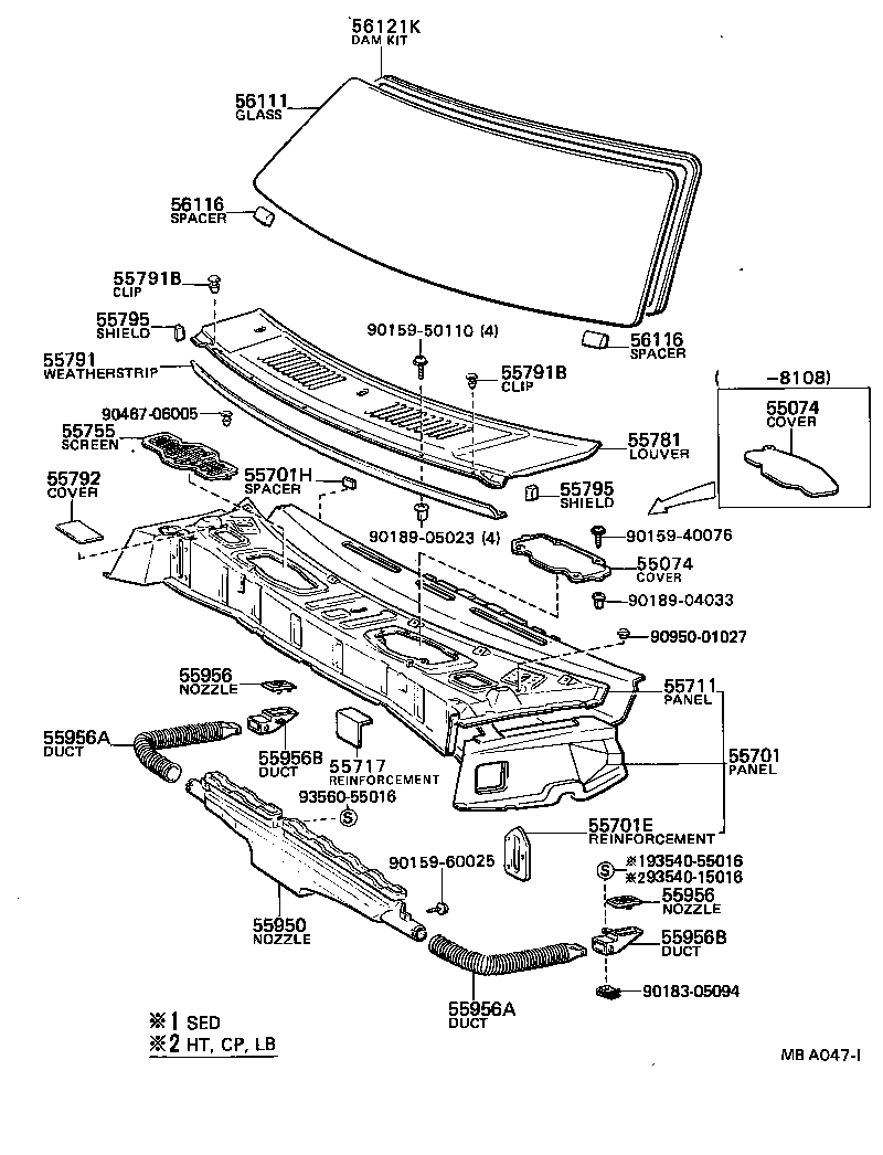 55781-12040 LOUVER, COWL VENTILATOR product image
