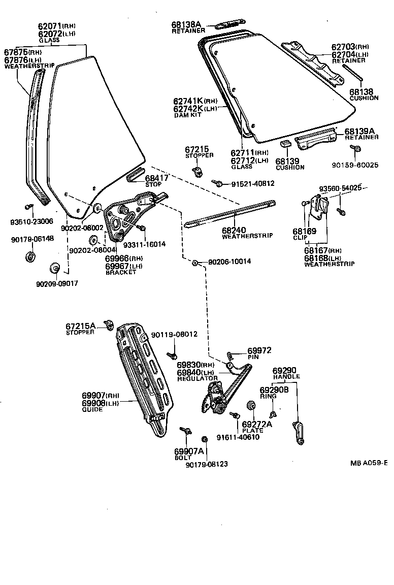 Toyota 68133-12031 GLASS, QUARTER WINDOW, RH