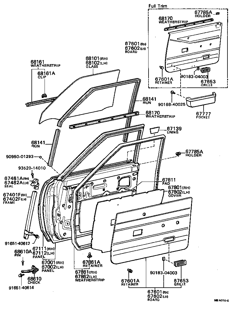 68111-12420 GLASS SUB-ASSY, FRONT DOOR, RH product image