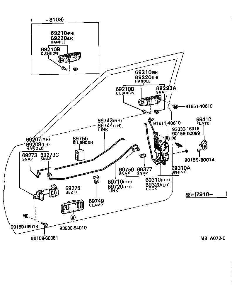 Toyota 69210-12040 HANDLE ASSY, FRONT DOOR, OUTSIDE RH
