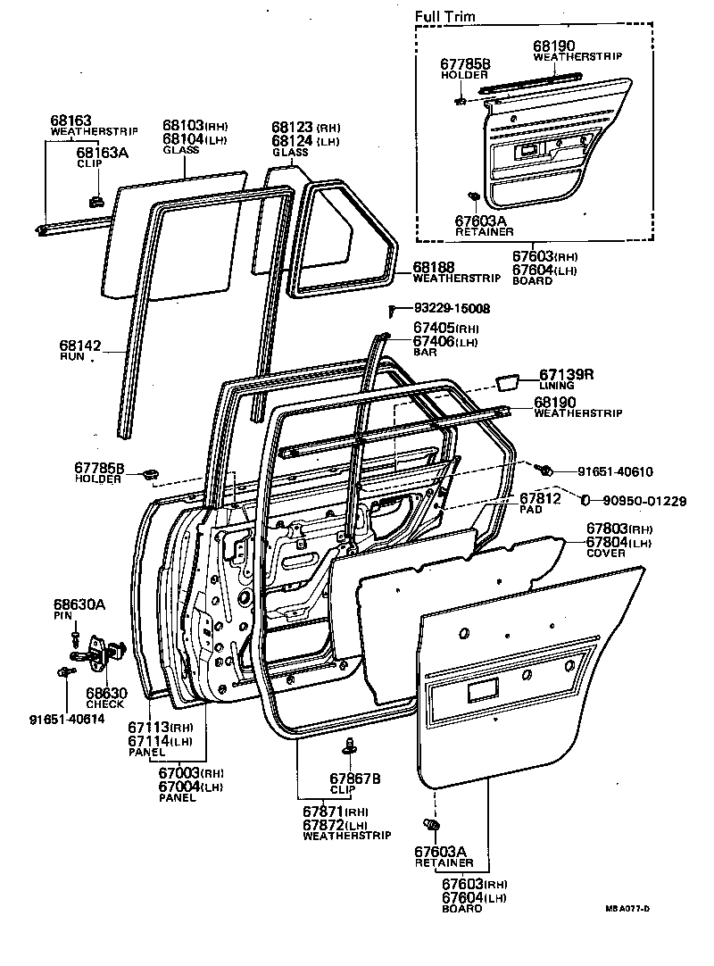 67407-12090 BAR SUB-ASSY, REAR DOOR WINDOW DIVISION, RH product image