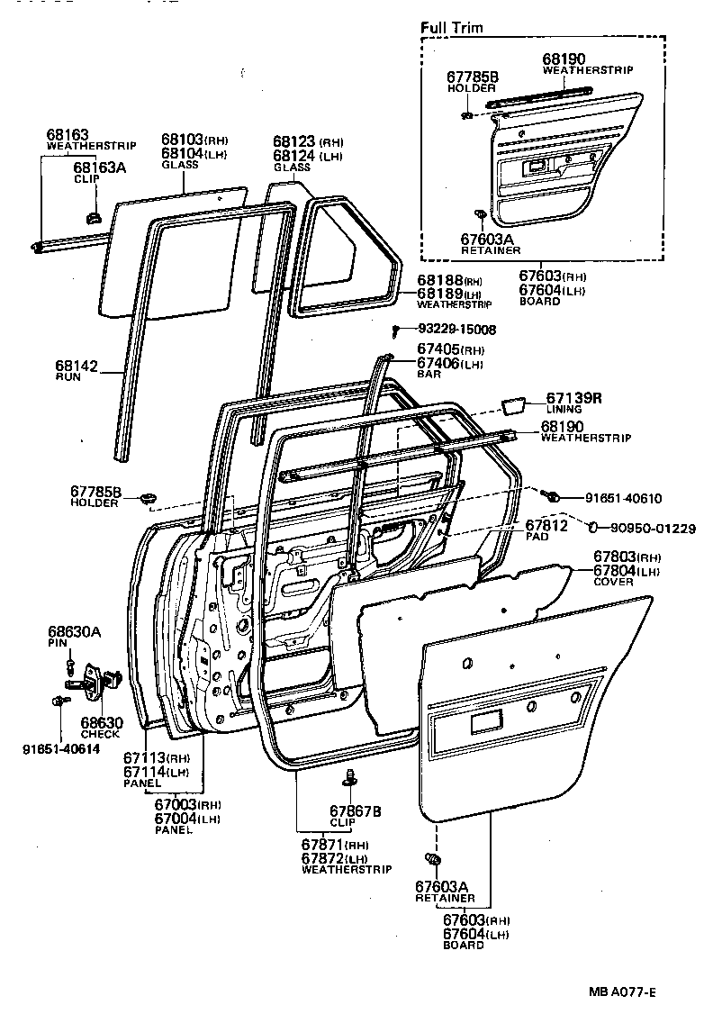 68113-13070 GLASS SUB-ASSY, REAR DOOR, RH product image