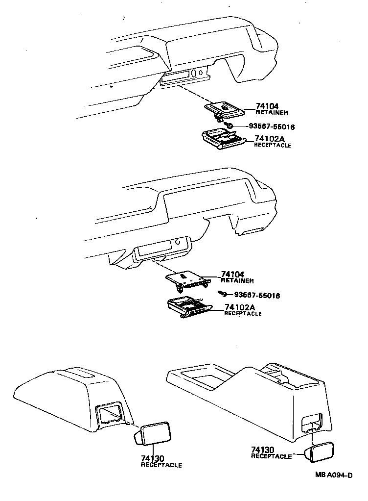 74102-12150-01 RECEPTACLE ASSY, FRONT ASH product image