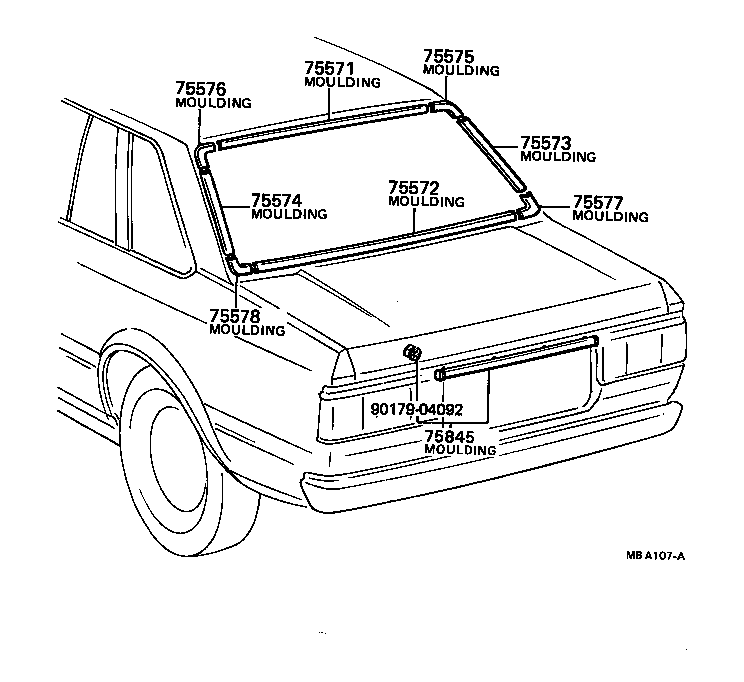 75571-13030 MOULDING, BACK WINDOW, OUTSIDE UPPER product image