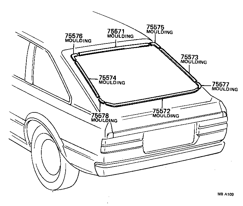 75571-13030 MOULDING, BACK WINDOW, OUTSIDE UPPER product image