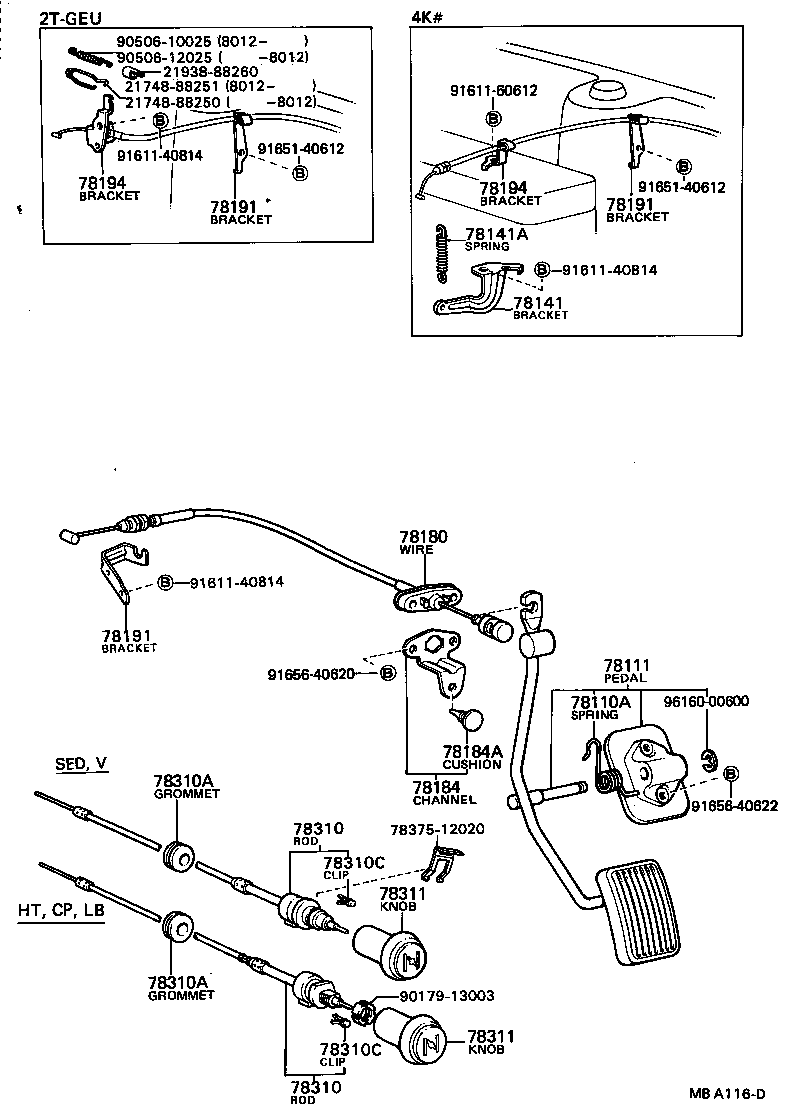 21524-88261 BRACKET, ACCELERATOR WIRE SUPPORT, NO.2 product image