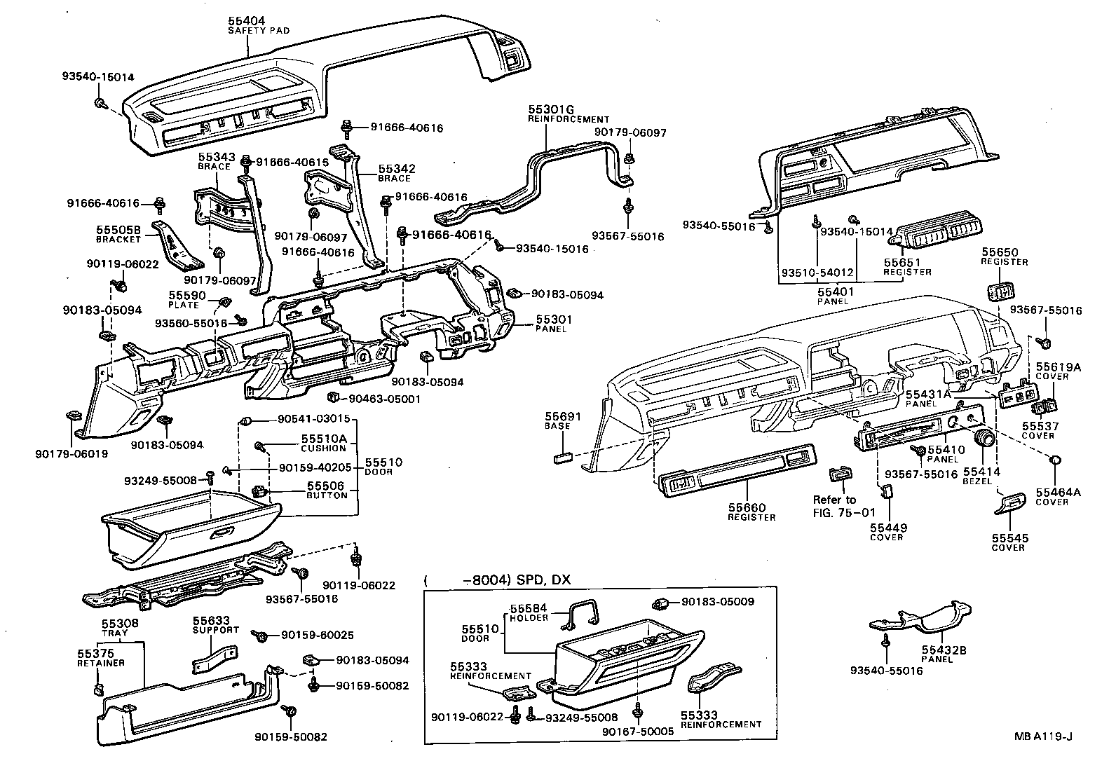 55338-12110 EXTENSION, INSTRUMENT PANEL REINFORCEMENT, NO.1 product image
