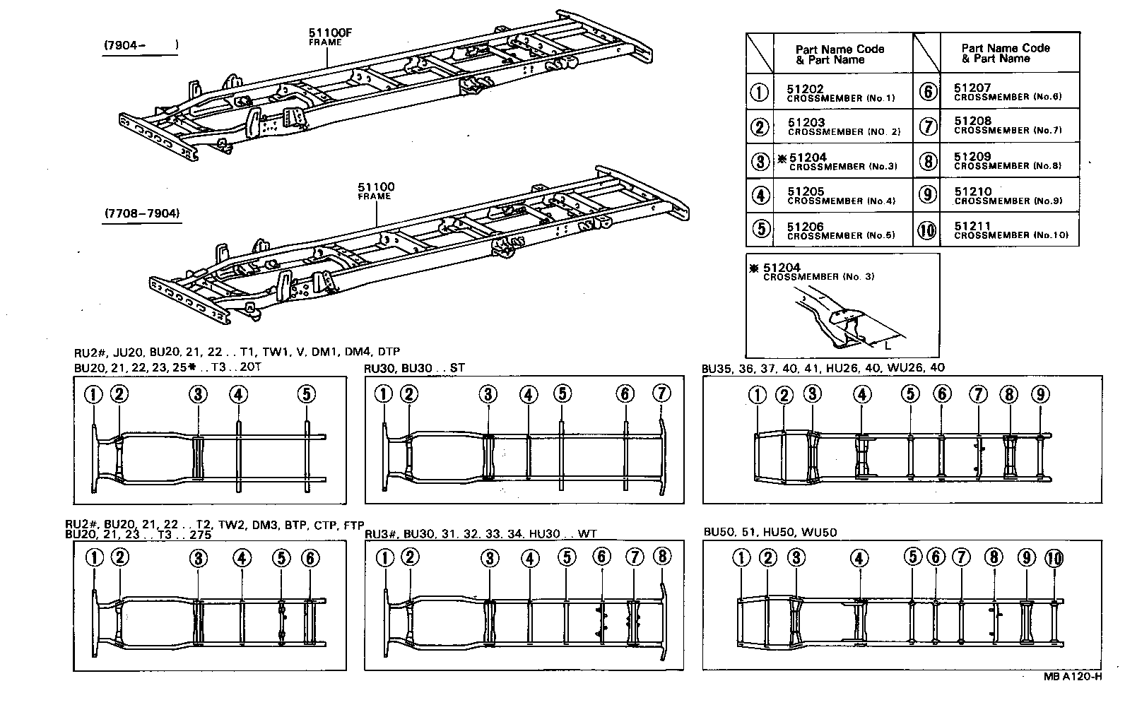 51203-36240 CROSSMEMBER SUB-ASSY, FRAME, NO.3 product image