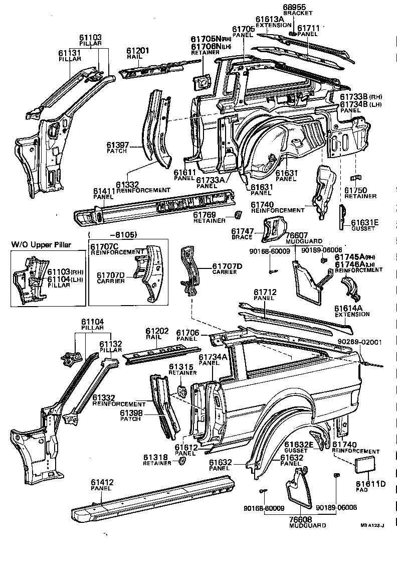 76607-19085 MUDGUARD SUB-ASSY, QUARTER PANEL, REAR RH product image