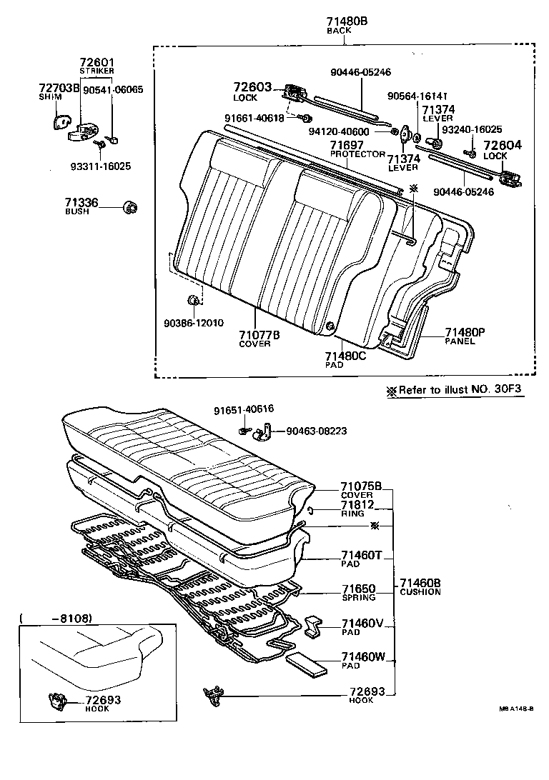 71077-1A720-01 COVER, REAR SEAT BACK (FOR BENCH TYPE) product image