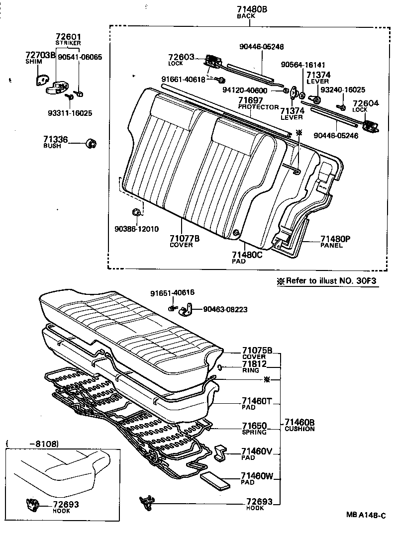 71201-13060 PANEL SUB-ASSY, REAR SEAT CUSHION product image