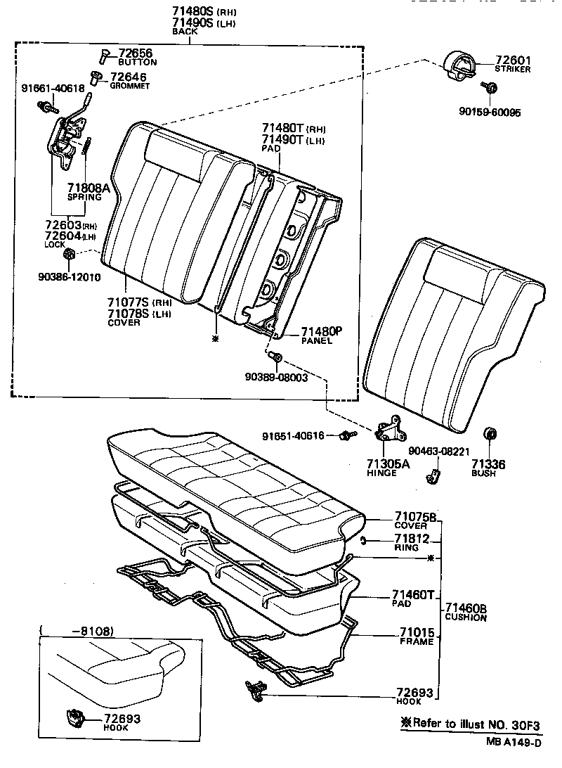 71201-13060 PANEL SUB-ASSY, REAR SEAT CUSHION product image
