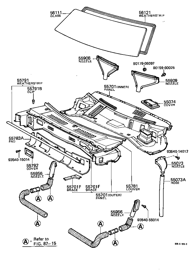 53383-12010 WEATHERSTRIP, HOOD TO COWL TOP product image