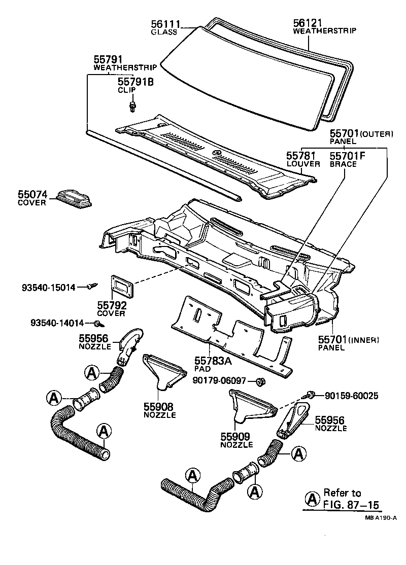 53383-12010 WEATHERSTRIP, HOOD TO COWL TOP product image