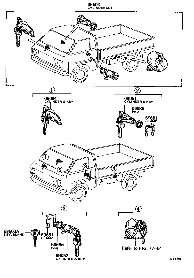 69005-87011 CYLINDER SET, LOCK product image