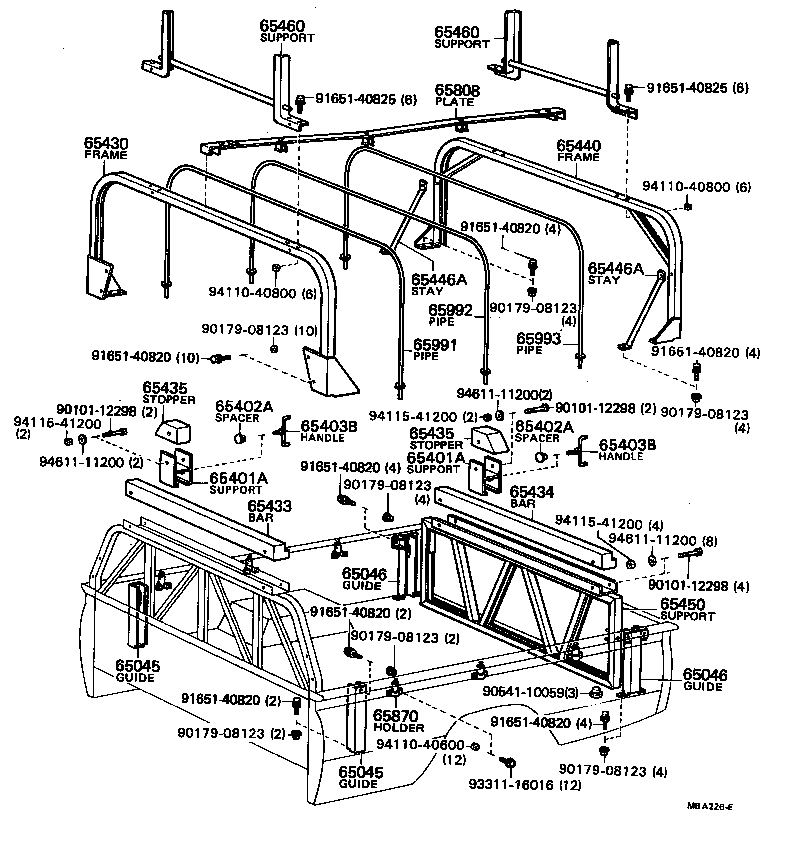 65801-95114 PIPE, VINYL TOP GUARD, NO.1 product image