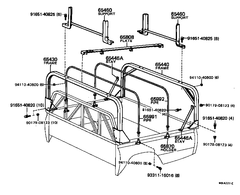 65801-95114 PIPE, VINYL TOP GUARD, NO.1 product image