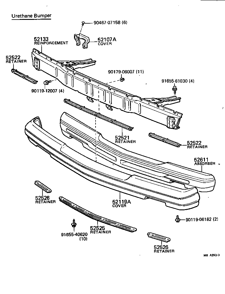 52051-19045 PAD SUB-ASSY, FRONT BUMPER, RH product image