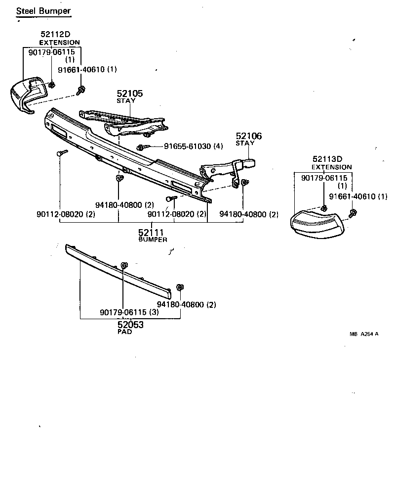 52051-19045 PAD SUB-ASSY, FRONT BUMPER, RH product image