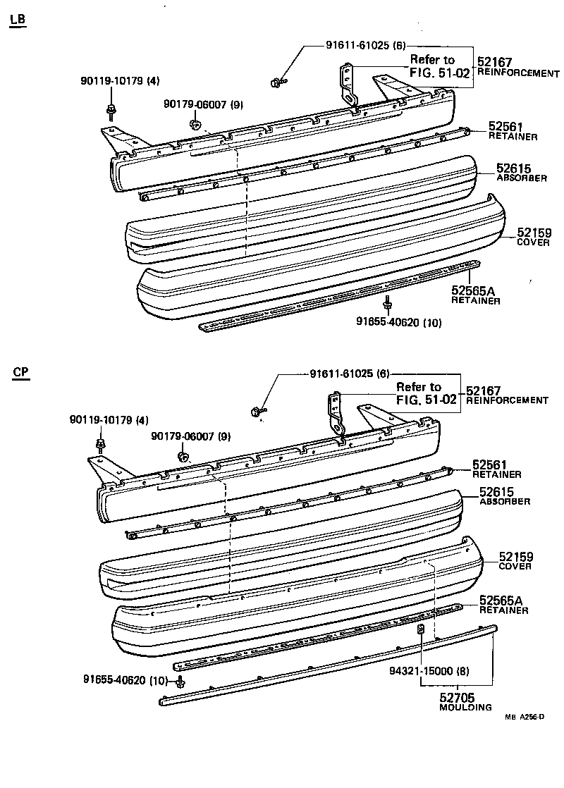 52055-19045 PAD SUB-ASSY, REAR BUMPER product image