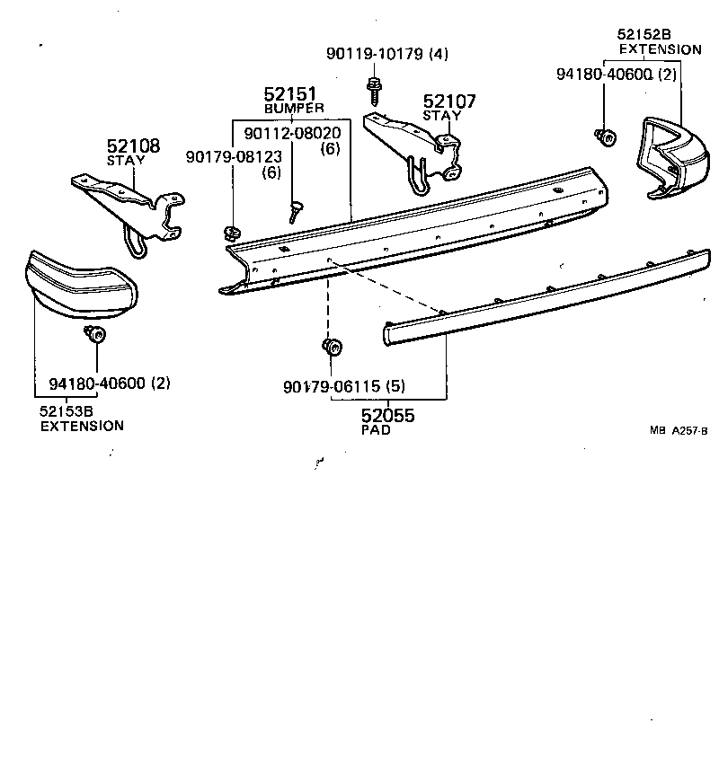 52055-19045 PAD SUB-ASSY, REAR BUMPER product image
