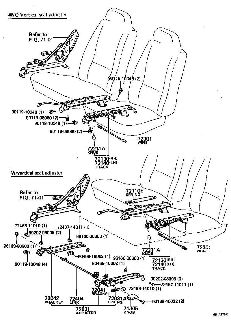 72130-14100 TRACK ASSY, RH SEAT, INNER product image