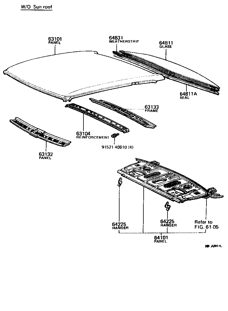 Toyota 63103-14050 REINFORCEMENT SUB-ASSY, ROOF PANEL, CENTER