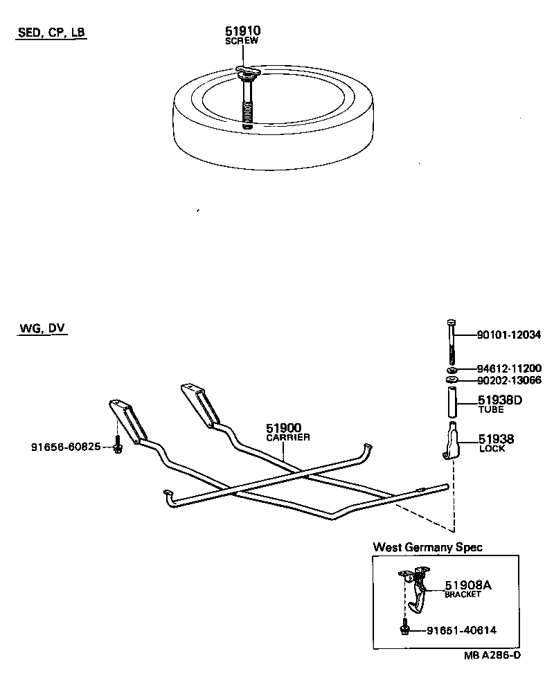 51900-13012 CARRIER ASSY, SPARE WHEEL product image