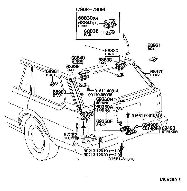 68960-19085 STAY ASSY, BACK DOOR product image