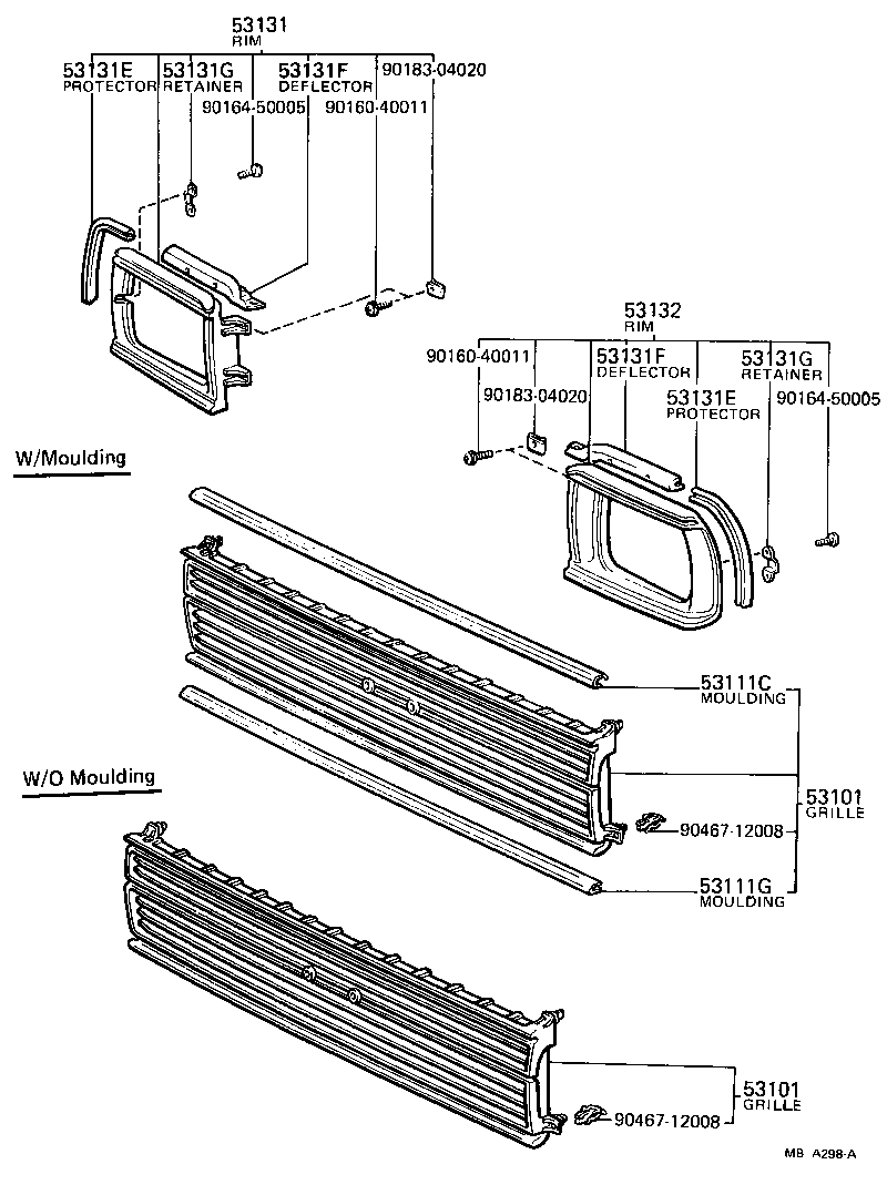 Toyota 53111-16070 GRILLE SUB-ASSY, RADIATOR