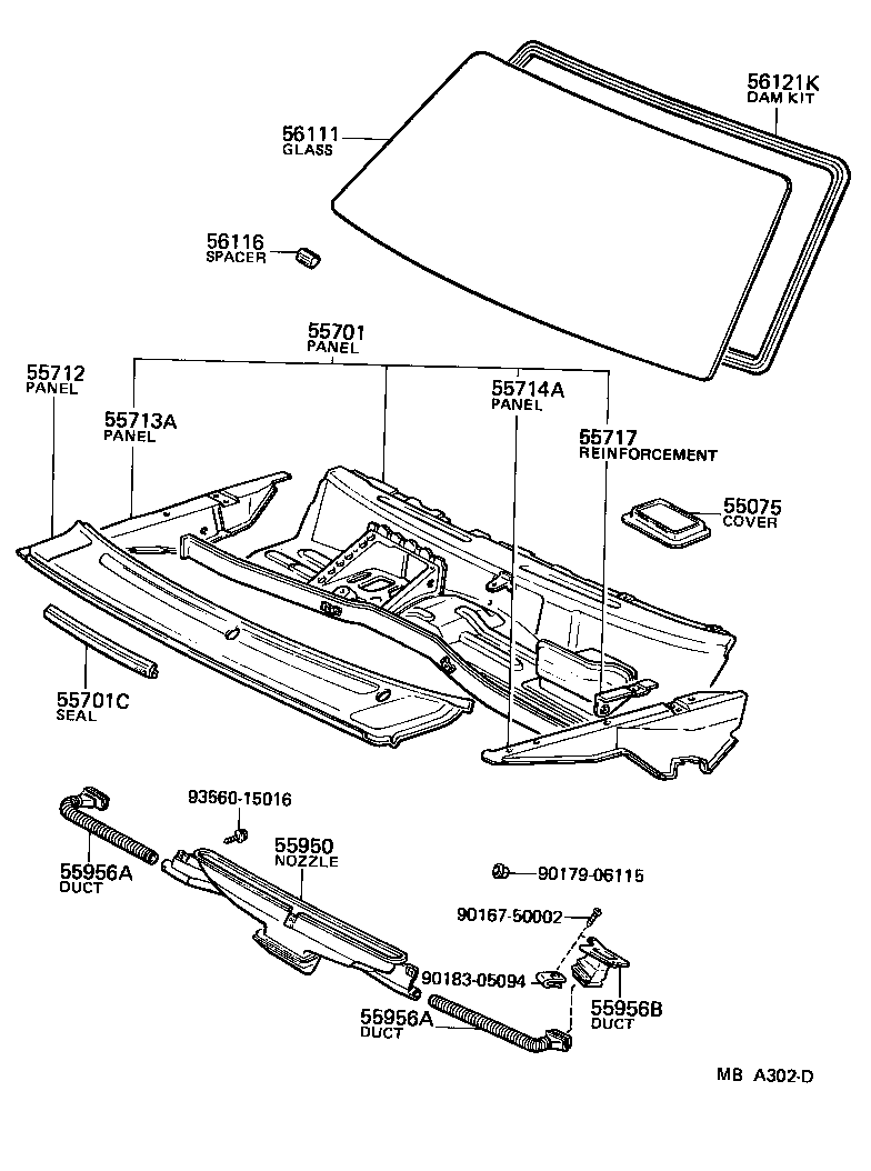 Toyota 56116-16010 SPACER, WINDSHIELD GLASS